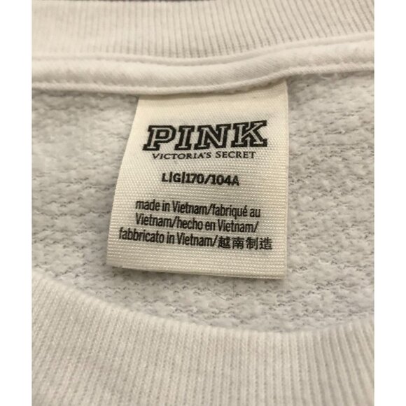 Victoria's Secret PINK Womens Large Gray & White Crewneck Sweatshirt - Picture 3 of 5